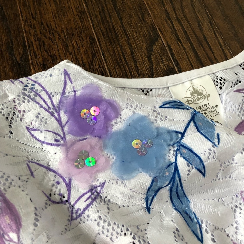 Disney Parks Girls 4/4T White/Pink/Purple Floral Disney's Frozen Caftan Cover-Up - Picture 3 of 13